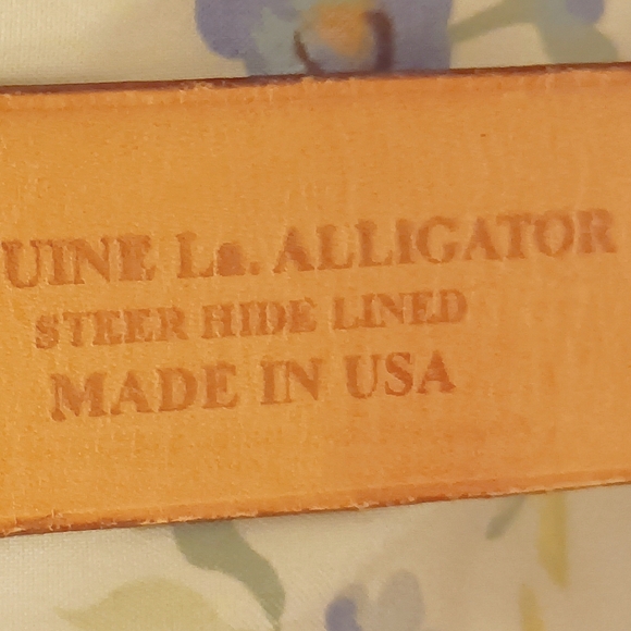 Saddlebags Alligator Belt, .925 & 14k Gold Filled Vogt Triple Horseshoe Buckle - Picture 3 of 11